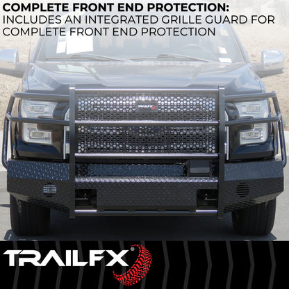 Black steel bumper with mounting hardware from TrailFX part number FX3034A