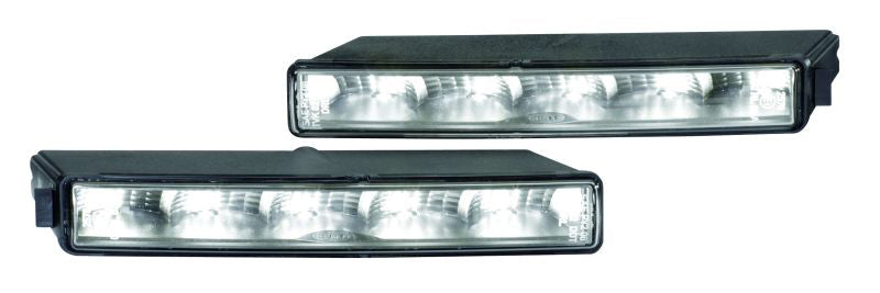 Crystal clear daytime running light with mounting hardware from Hella part number 010043801