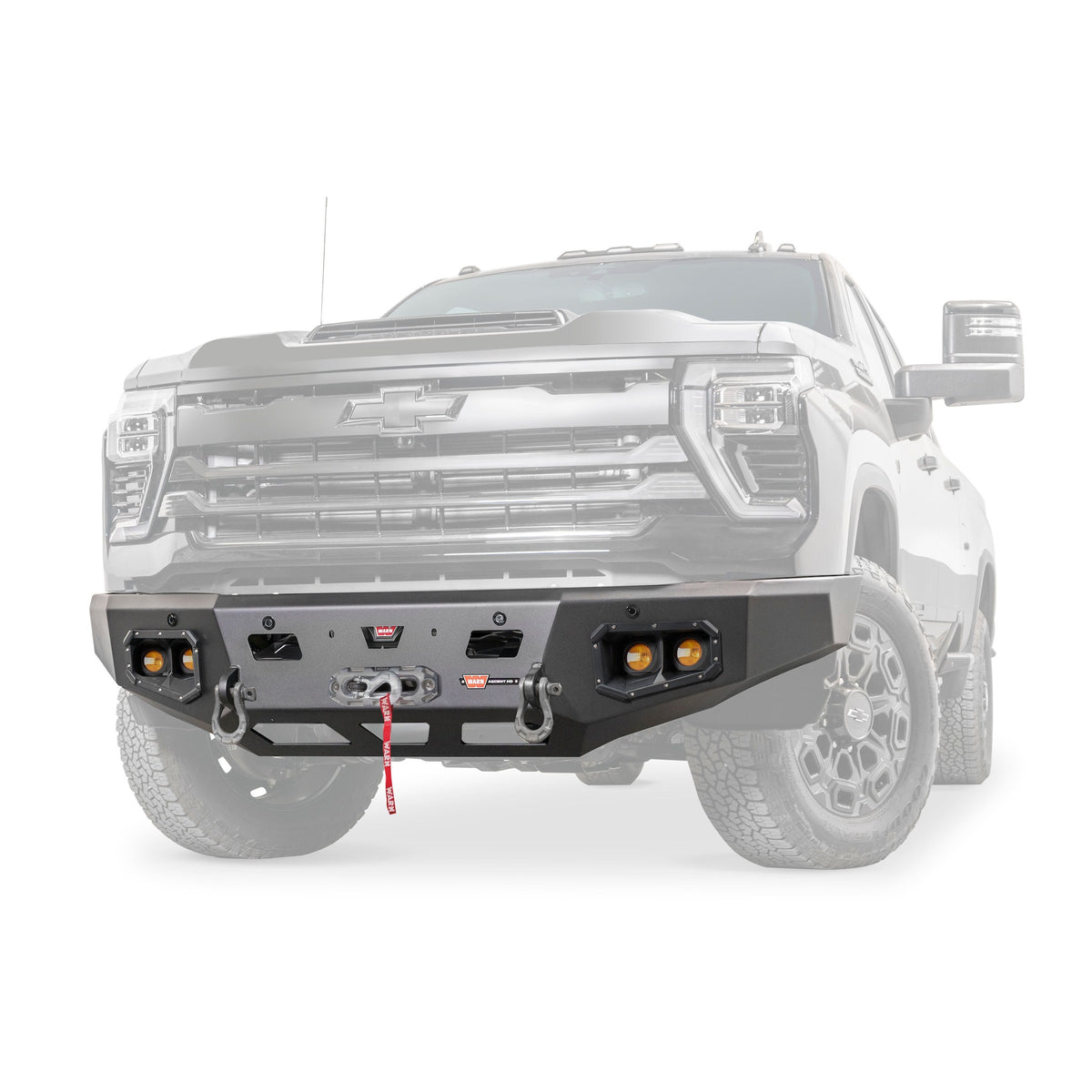 Black powder coated steel winch bumper from Warn part number 110912