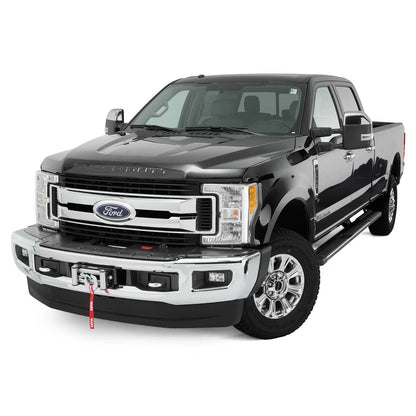 Black powder coated steel winch mount from Warn part number 98055
