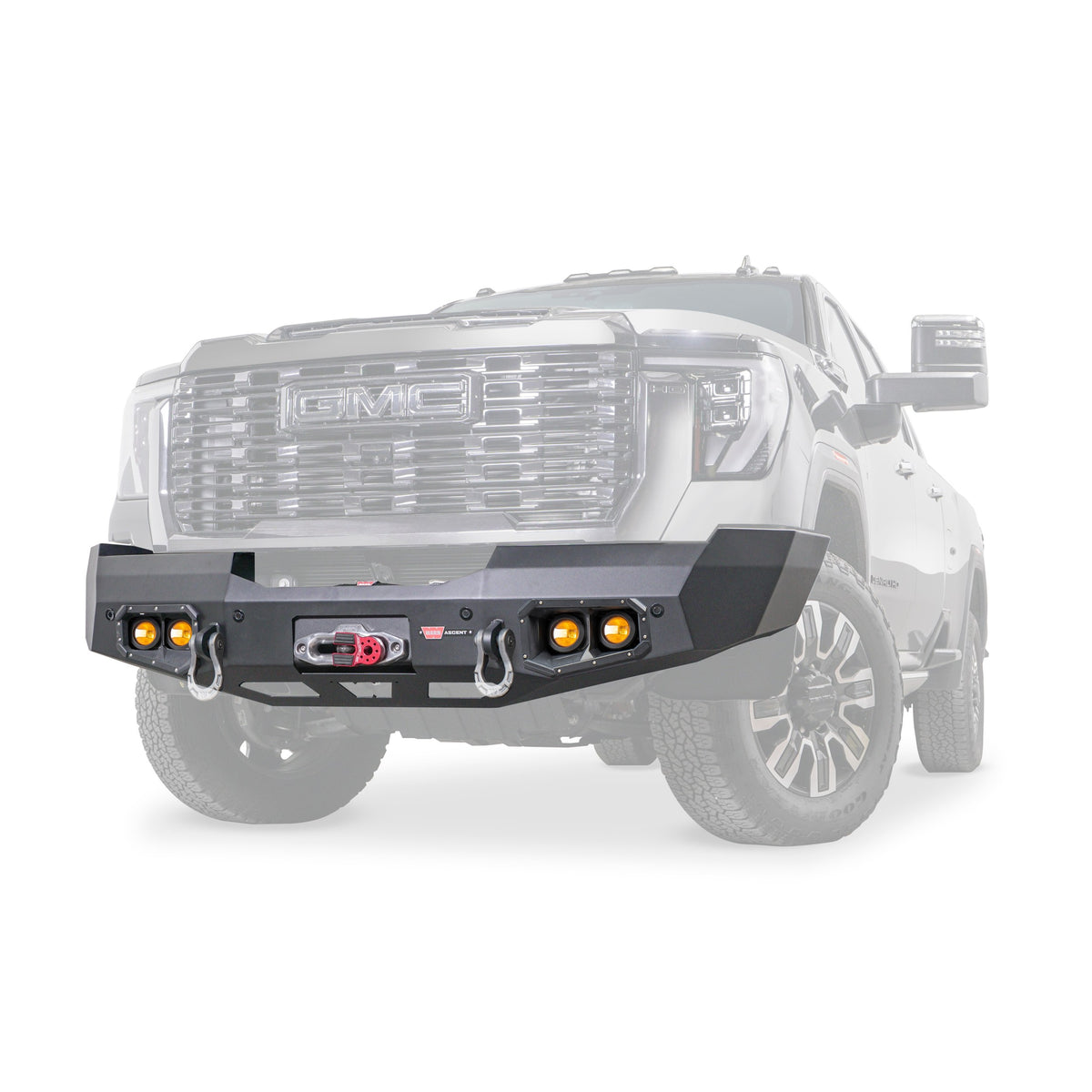Black powder coated steel winch bumper from Warn part number 110944