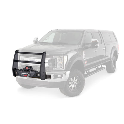 Black powder coated steel winch mount from Warn part number 108001