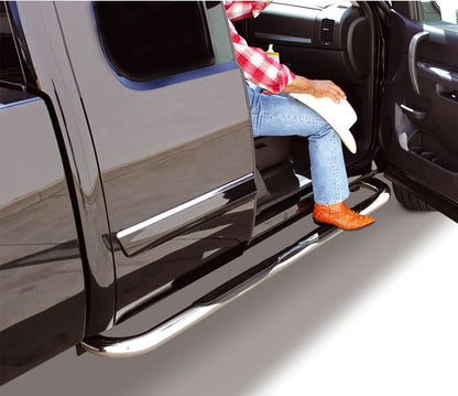 Silver stainless steel step nerf bar kit with mounting hardware from Big Country part number 379214