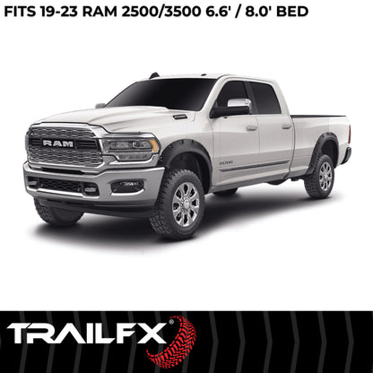 Black smooth polypropylene fender flare with mounting hardware from TrailFX part number TFD3006S