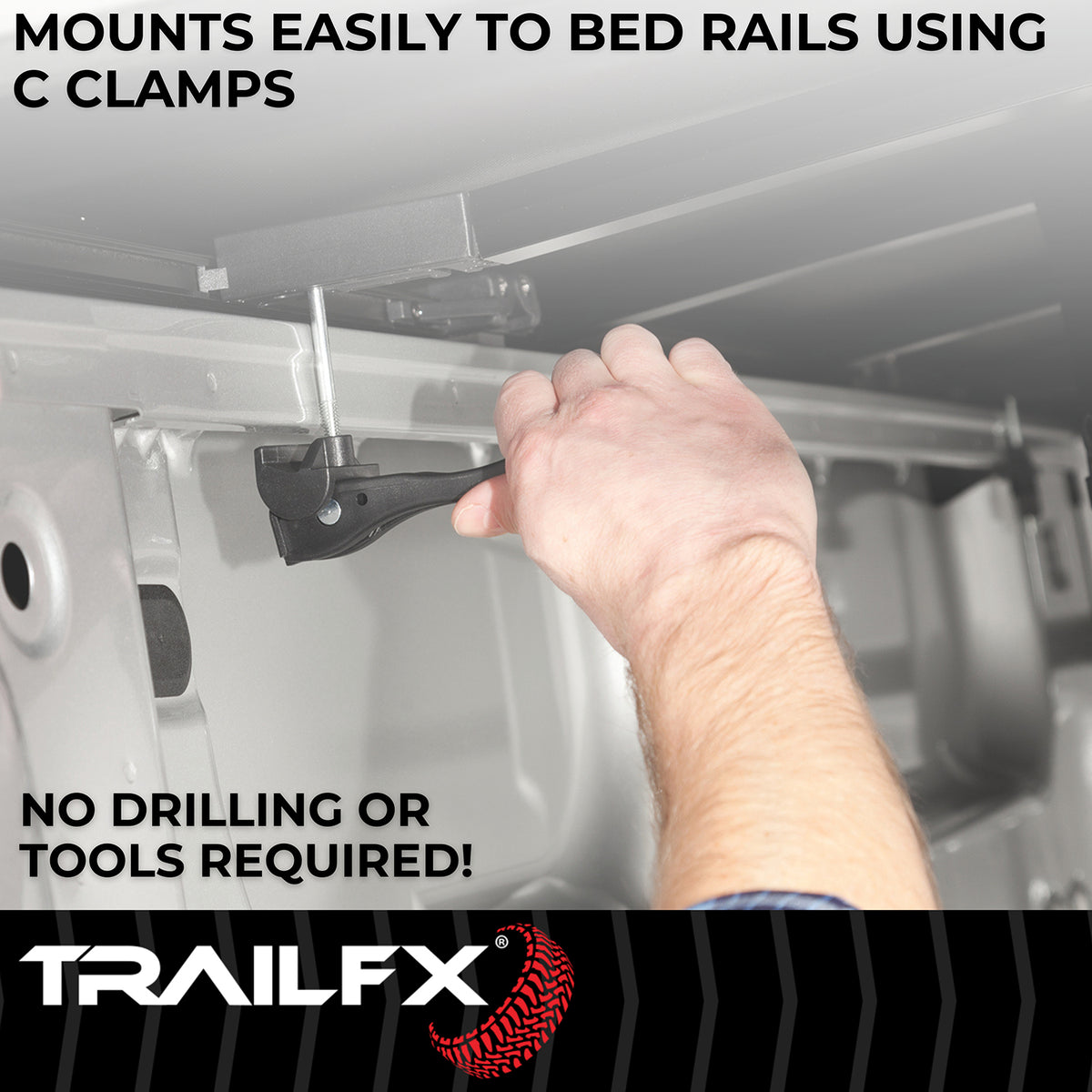 Matte vinyl tonneau cover with mounting hardware from TrailFX part number TFX1011