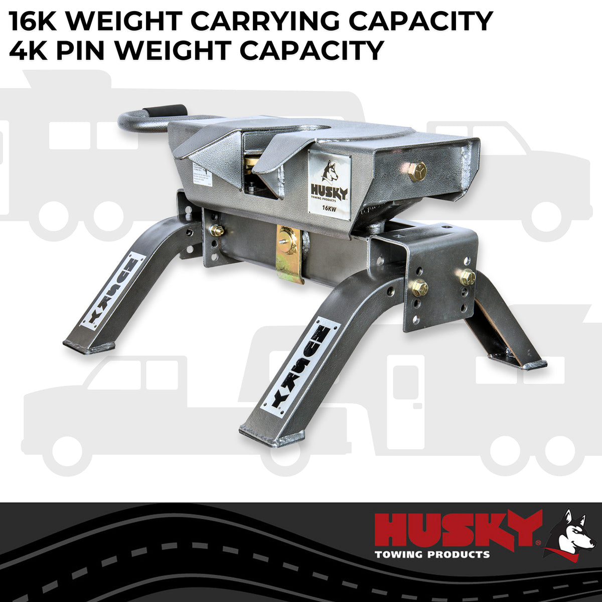 Silver steel fifth wheel trailer hitch from Husky Towing part number 33231P