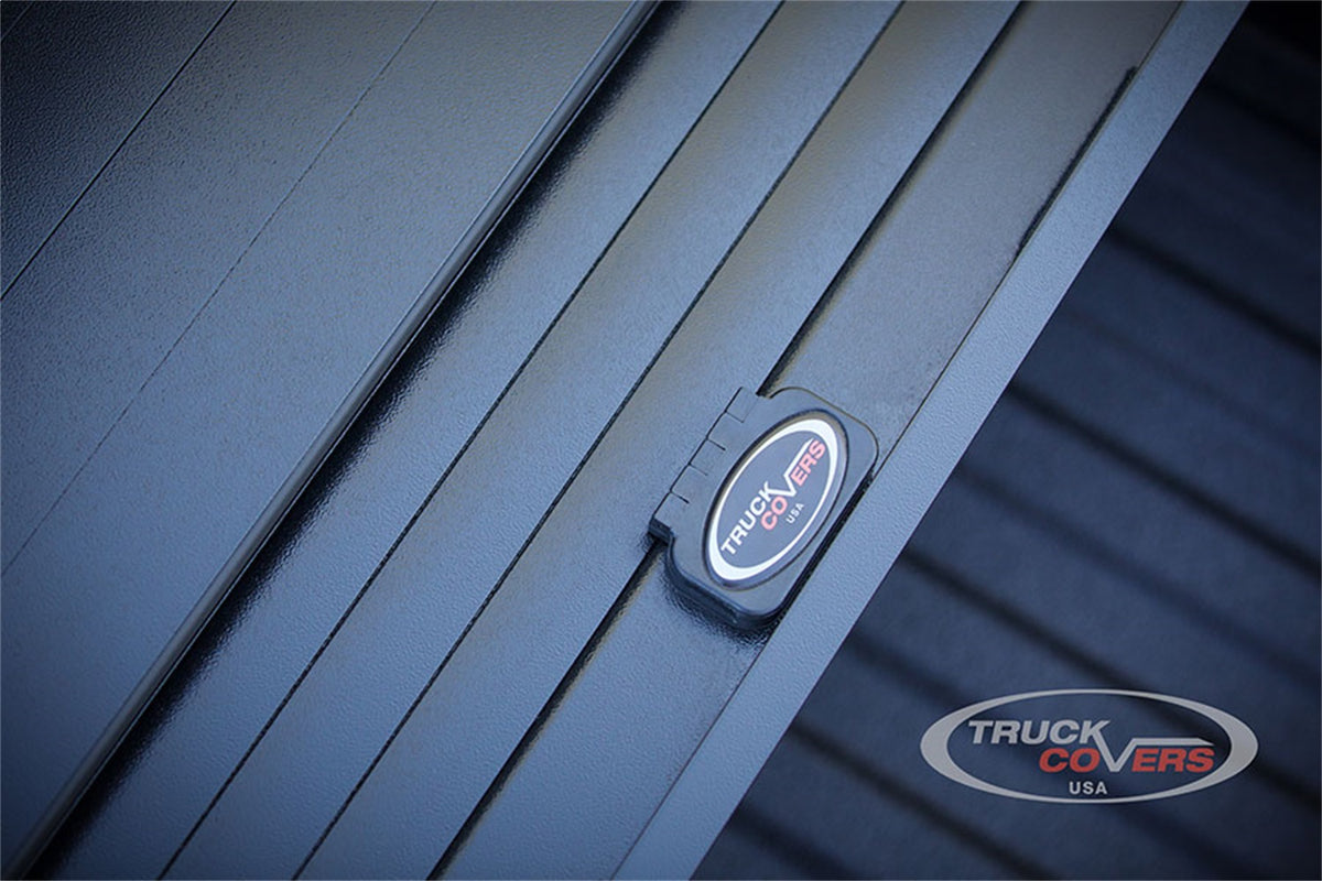 Black textured powder coated aluminum tonneau cover from Truck Covers USA part number CR204-A