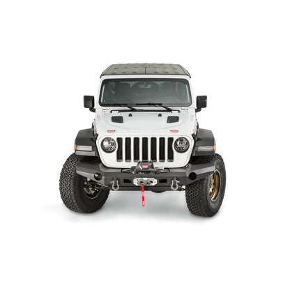 Black powder coated steel winch bumper from Warn part number 101335