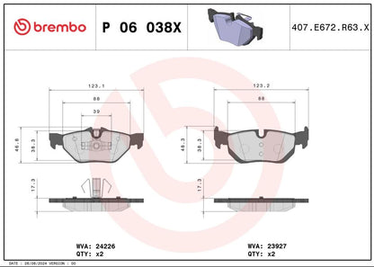 Disc Brake Pad Set from Brembo part number P06038X