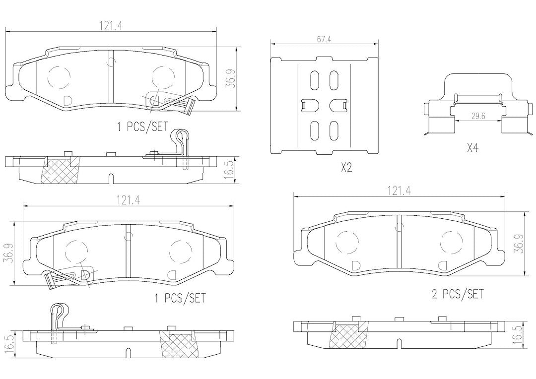 Disc Brake Pad Set with mounting hardware from Brembo part number P10047N