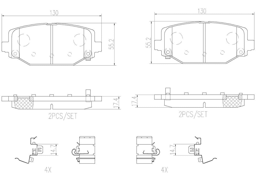 Disc Brake Pad Set with mounting hardware from Brembo part number P11032N