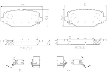 Disc Brake Pad Set with mounting hardware from Brembo part number P11032N