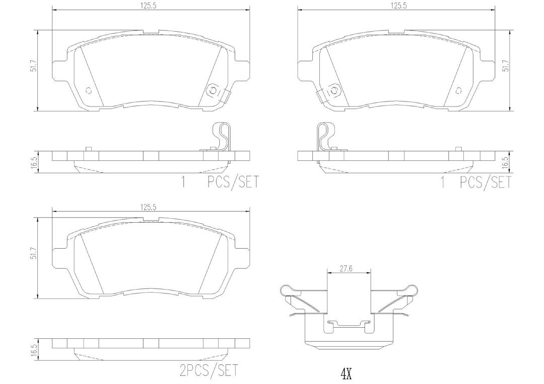 Disc Brake Pad Set with mounting hardware from Brembo part number P16013N