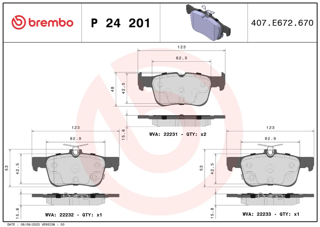 Disc Brake Pad Set from Brembo part number P24201