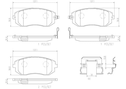 Disc Brake Pad Set with mounting hardware from Brembo part number P78013N