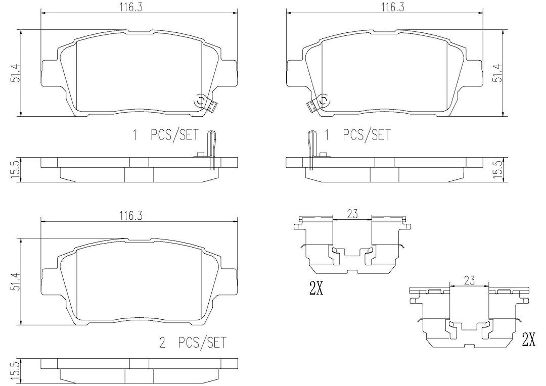 Disc Brake Pad Set with mounting hardware from Brembo part number P83051N
