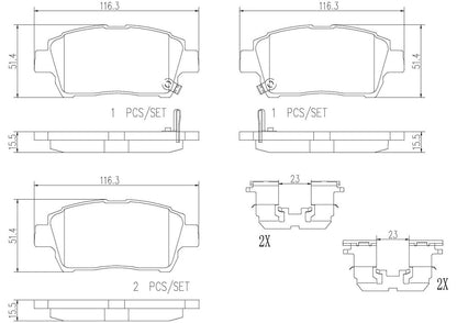 Disc Brake Pad Set with mounting hardware from Brembo part number P83051N