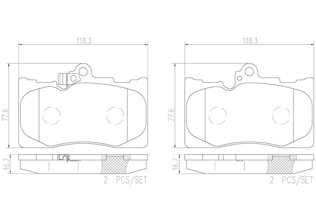 Disc Brake Pad Set with mounting hardware from Brembo part number P83072N