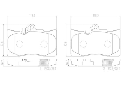 Disc Brake Pad Set with mounting hardware from Brembo part number P83072N