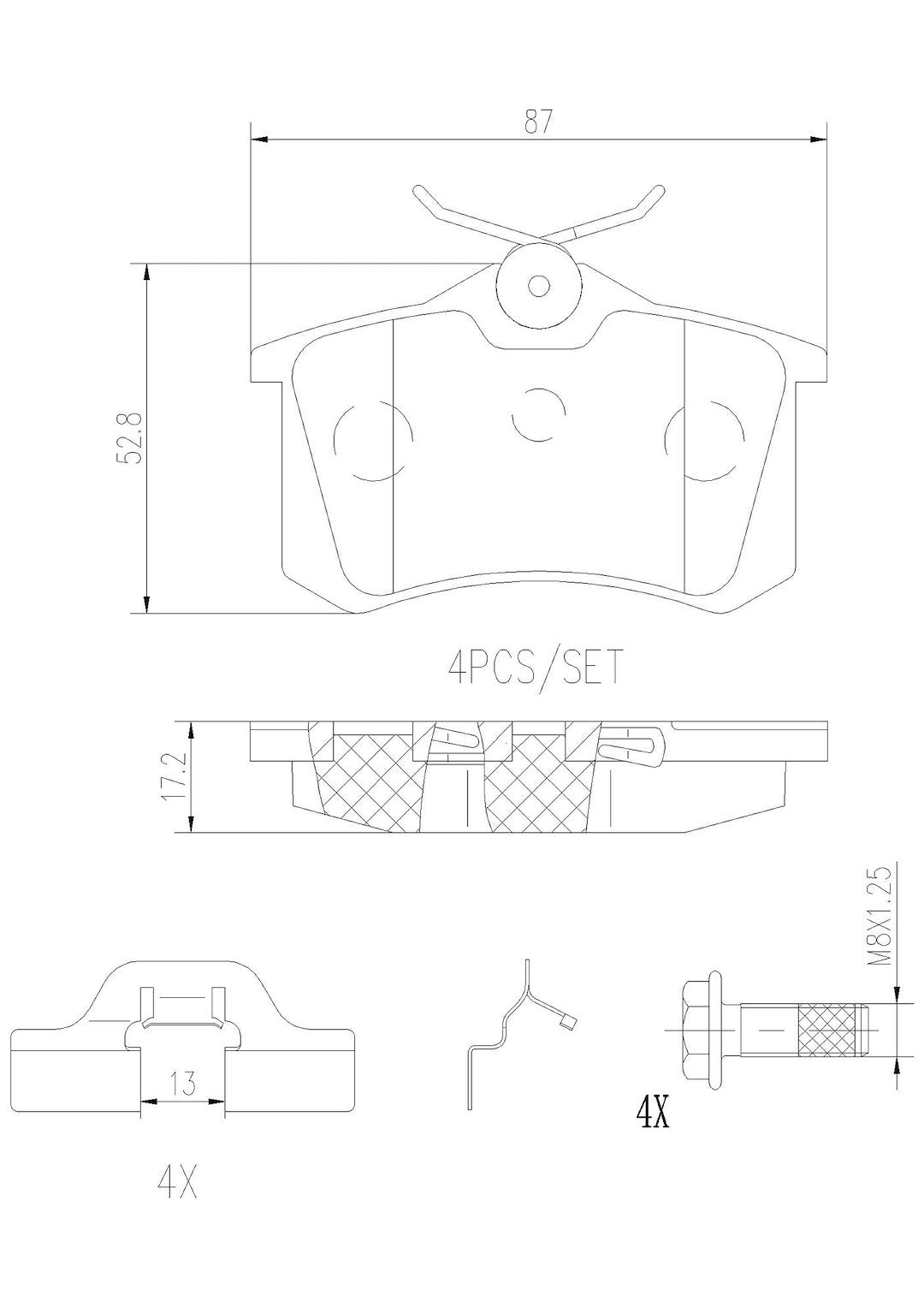Disc Brake Pad Set with mounting hardware from Brembo part number P85020N