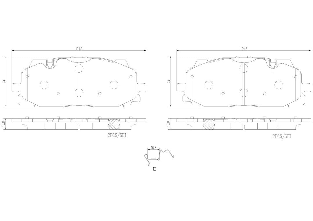 Disc Brake Pad Set with mounting hardware from Brembo part number P85165N