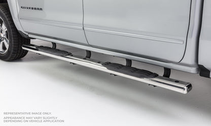 Silver stainless steel step nerf bar with mounting hardware from Big Country part number 105368806