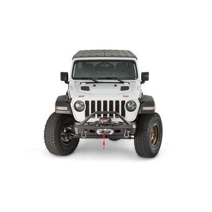 Black powder coated steel winch bumper from Warn part number 101330