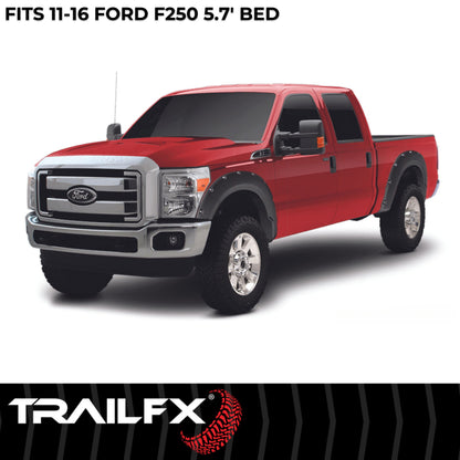 Black smooth polypropylene fender flare with mounting hardware from TrailFX part number TFF3005S