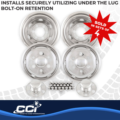 Silver stainless steel wheel simulator with mounting hardware from Coast To Coast part number IWCN195I90