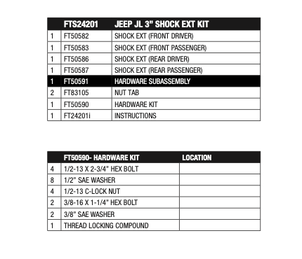 Shock Extension from Fabtech part number FTS24201