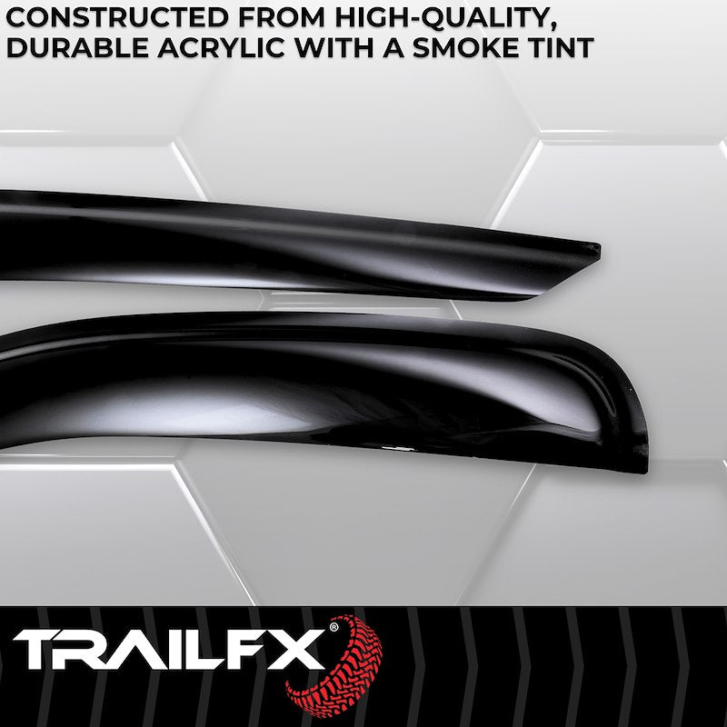 Smoke acrylic side window deflector with mounting hardware from TrailFX part number 2676H