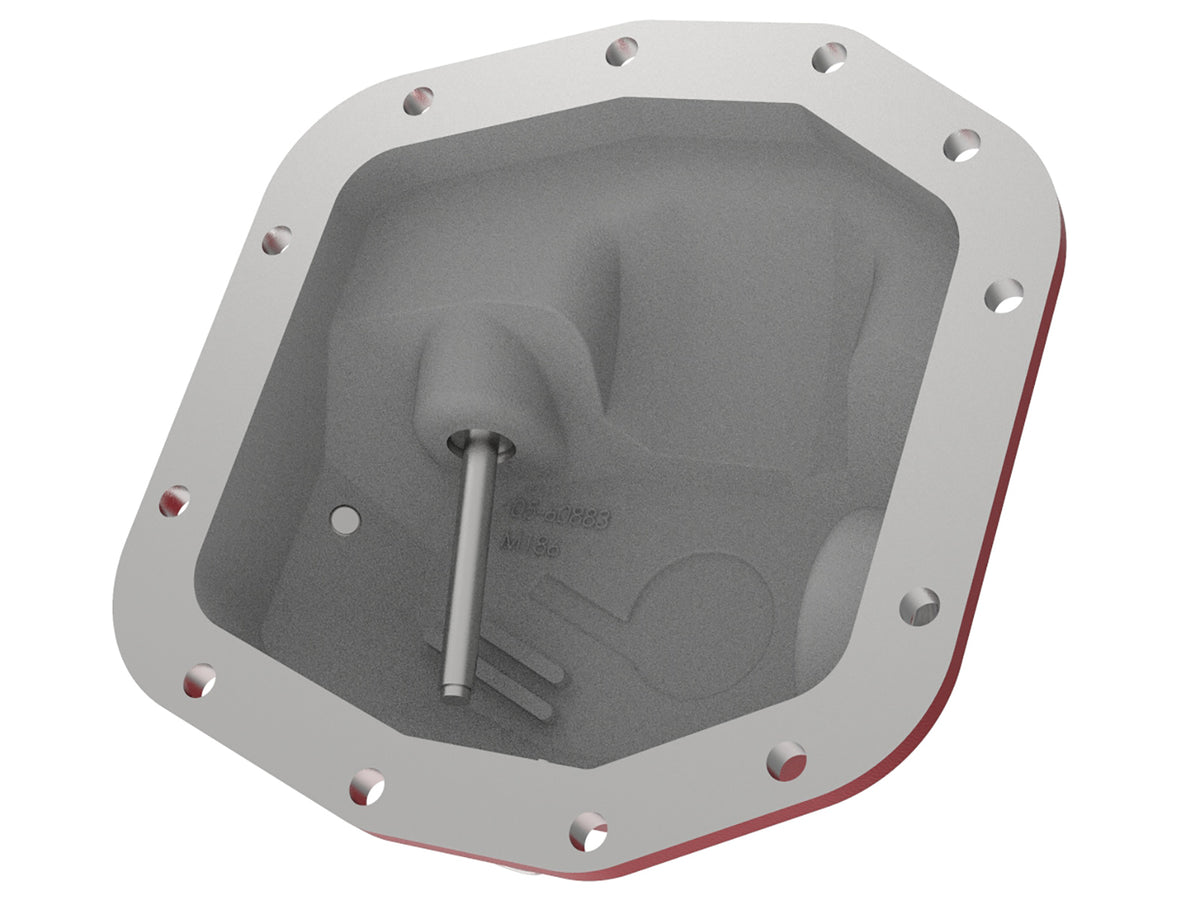 Red powder coat differential cover with mounting hardware from aFe Power part number 46-71010R