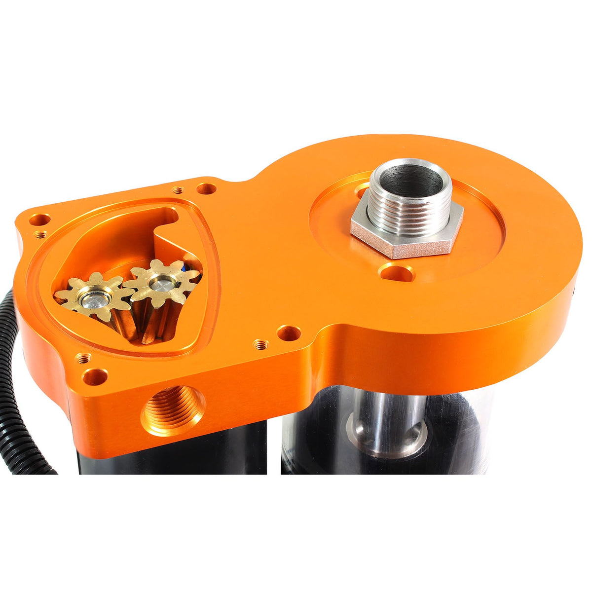 Black & orange anodized 6061-t6 aluminum electric fuel pump from aFe Power part number 42-13022