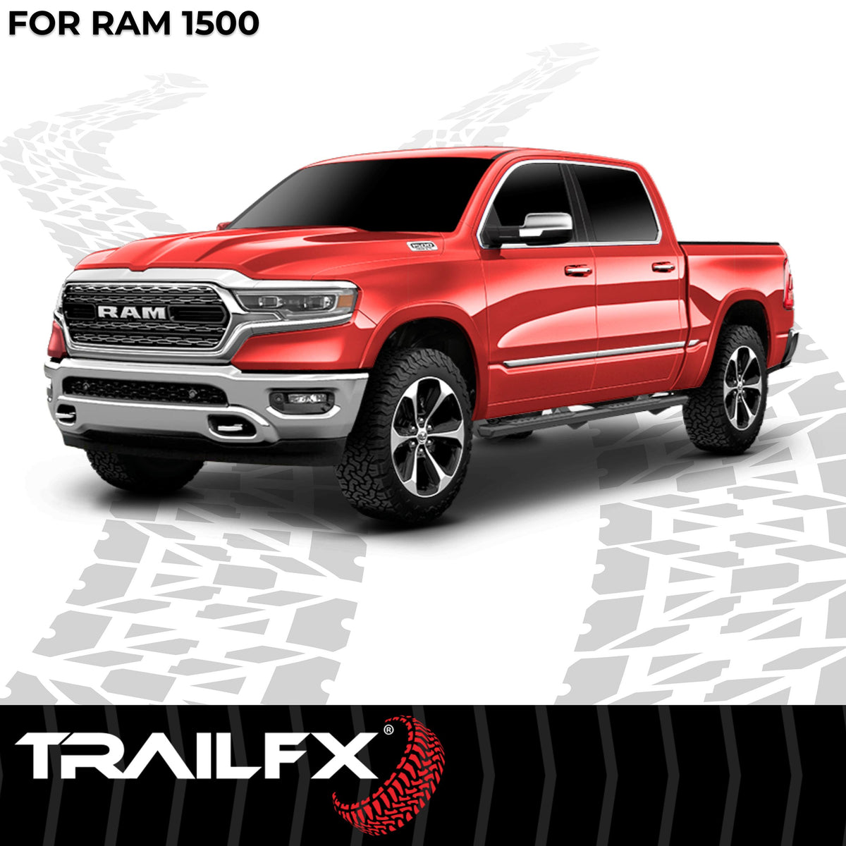 Black powder coated aluminium step nerf bar with step pads from TrailFX part number AL4010B