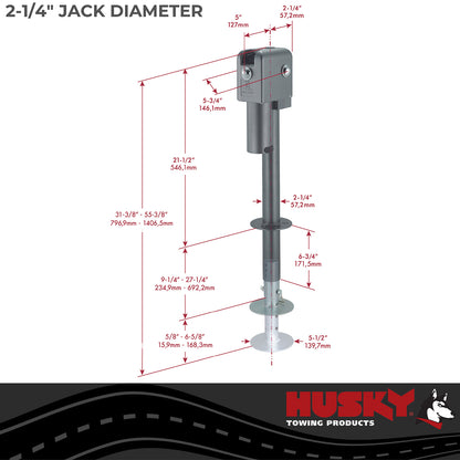 Gray steel trailer jack from Husky Towing part number 87247