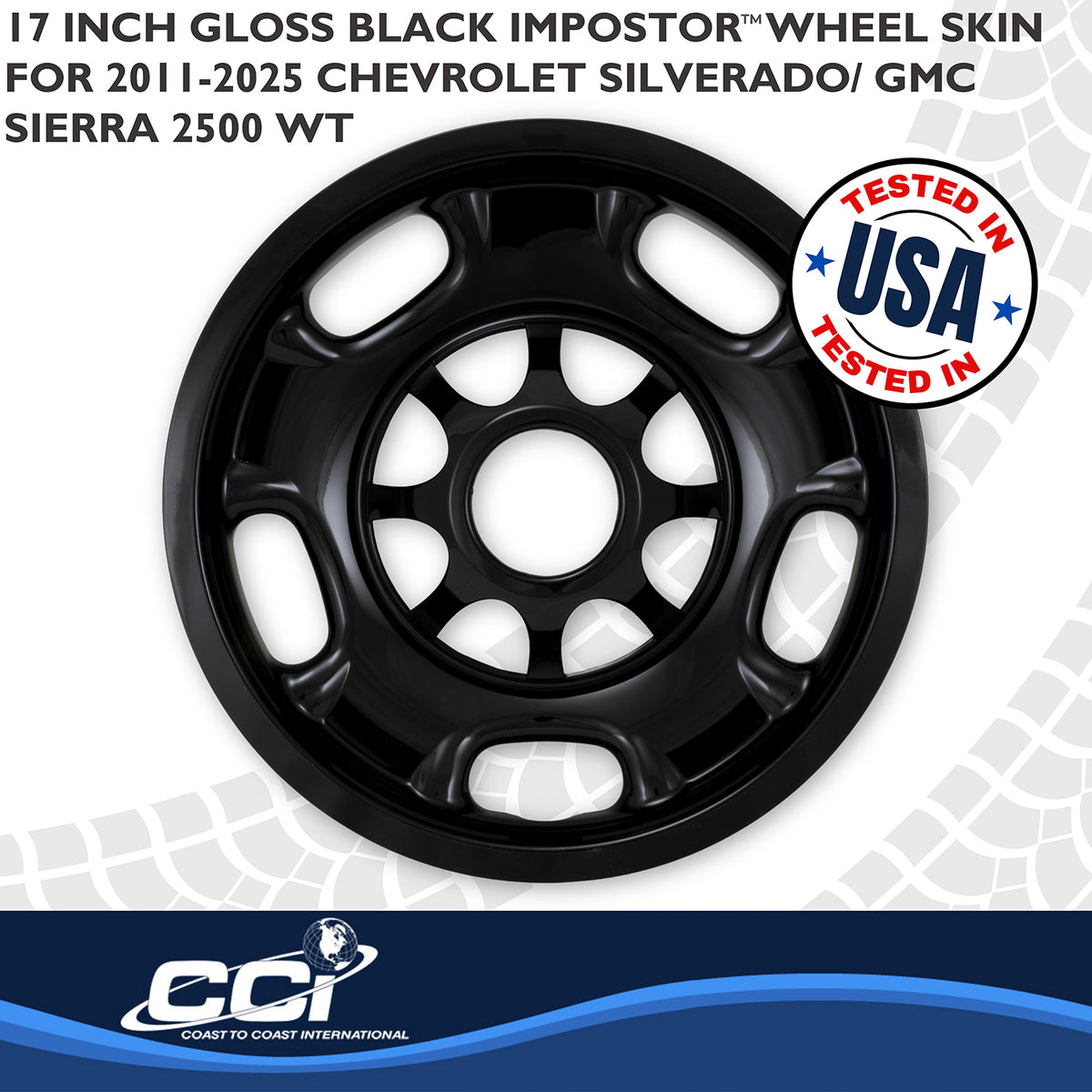 Black painted abs plastic wheel cover 17 diameter from Coast To Coast part number IMP84BLK