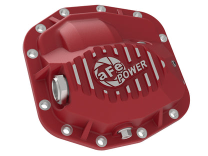 Red powder coat differential cover with mounting hardware from aFe Power part number 46-71010R