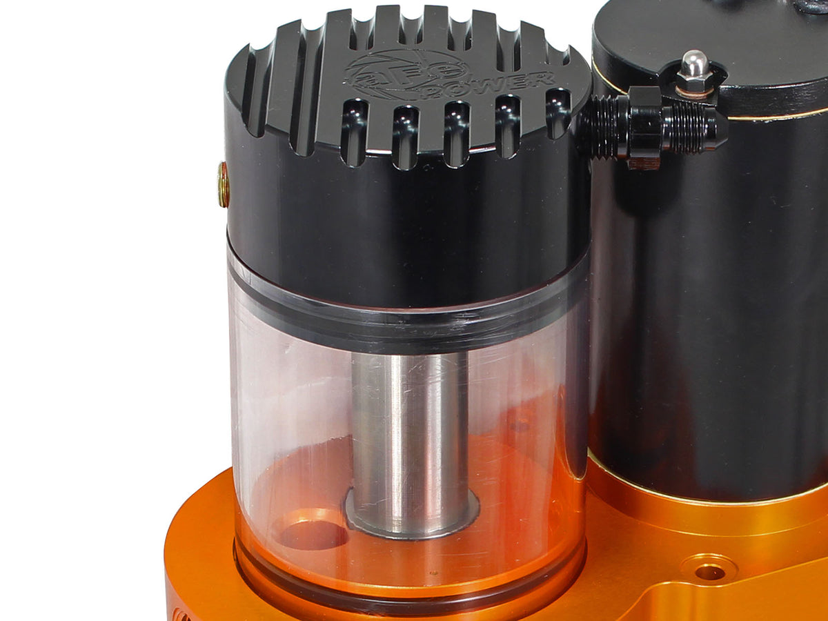 Black & orange anodized 6061-t6 aluminum electric fuel pump from aFe Power part number 42-13022