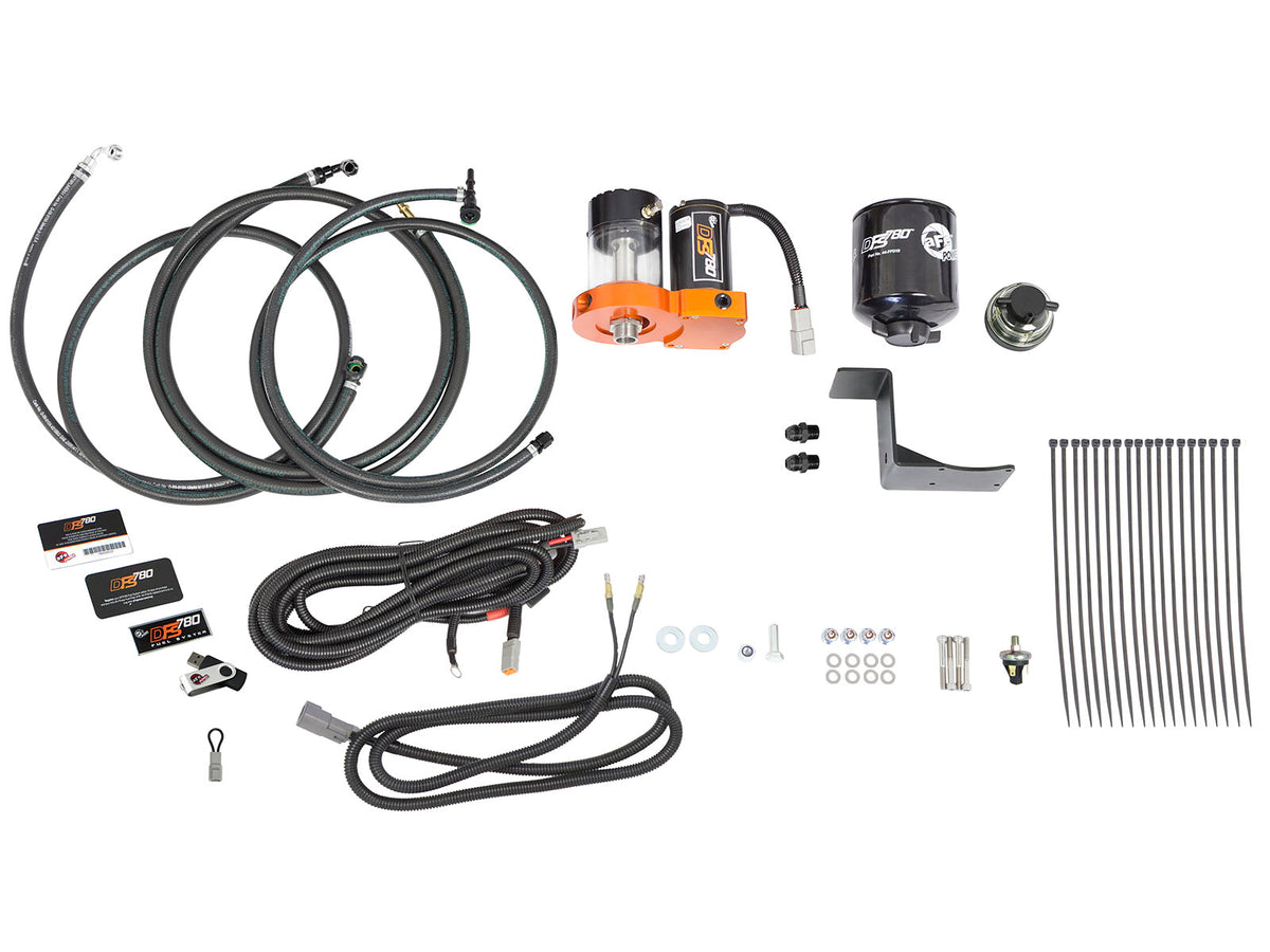 Black & orange anodized 6061-t6 aluminum electric fuel pump from aFe Power part number 42-13022