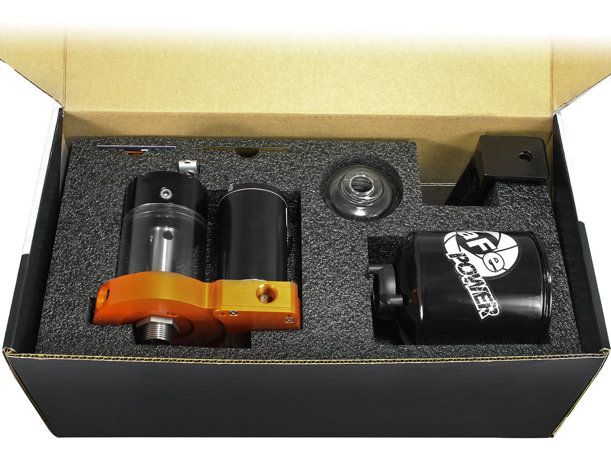 Black & orange anodized 6061-t6 aluminum electric fuel pump from aFe Power part number 42-13022