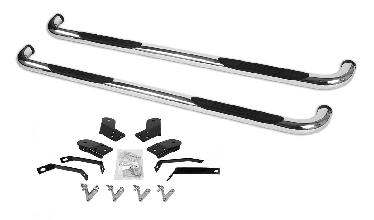 Silver stainless steel step nerf bar kit with mounting hardware from Big Country part number 370454