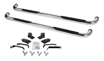 Silver stainless steel step nerf bar kit with mounting hardware from Big Country part number 370454