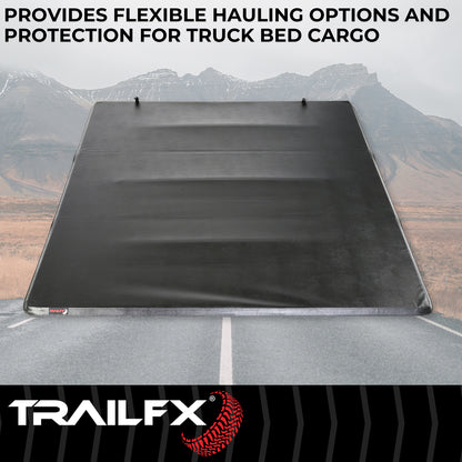 Matte vinyl tonneau cover with mounting hardware from TrailFX part number TFX1011