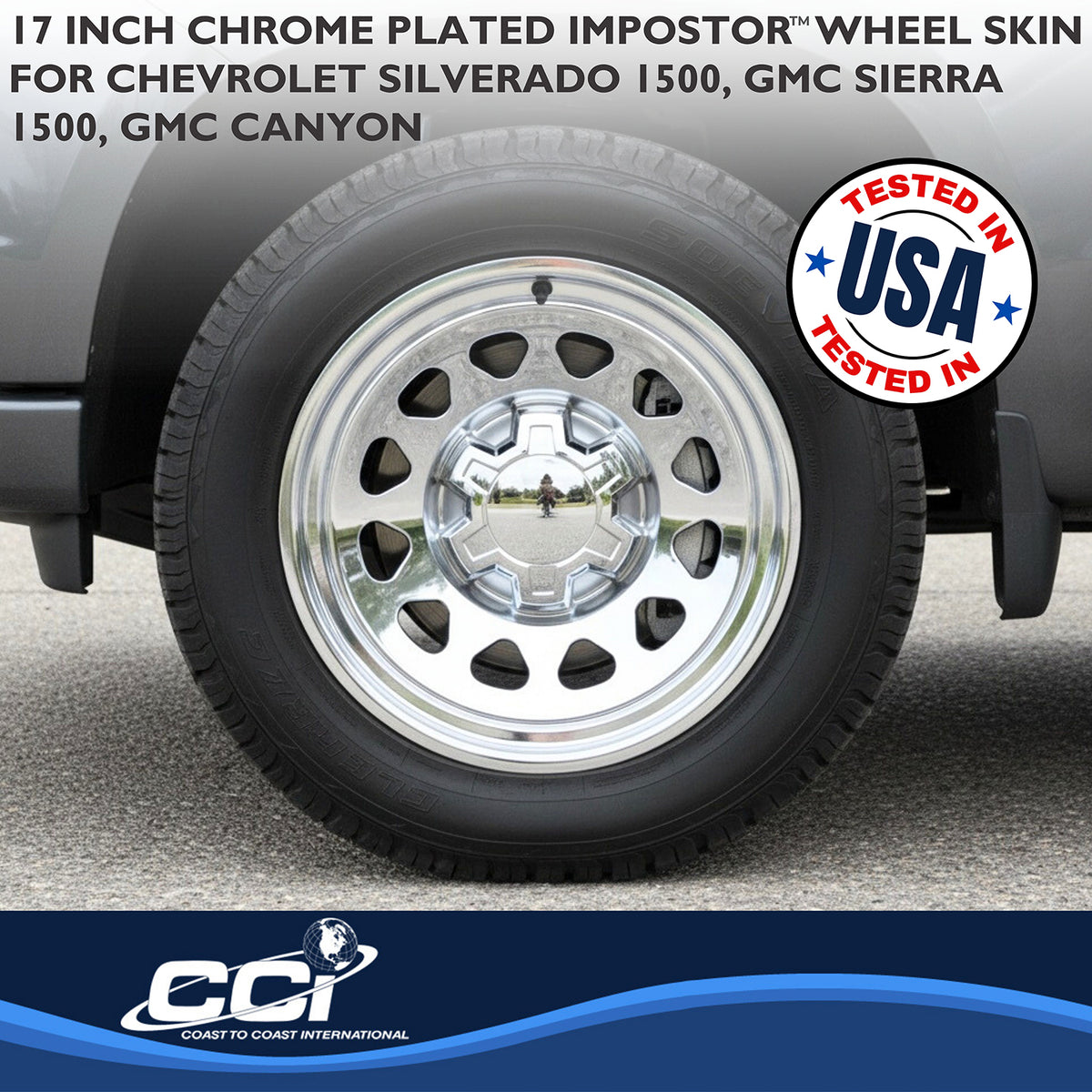 Silver abs plastic wheel skin 17 diameter from Coast To Coast part number IMP100XN