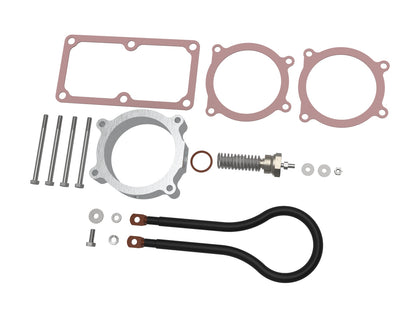 Raw natural 6061-t6 aluminum engine intake manifold spacer from aFe Power part number 46-10074
