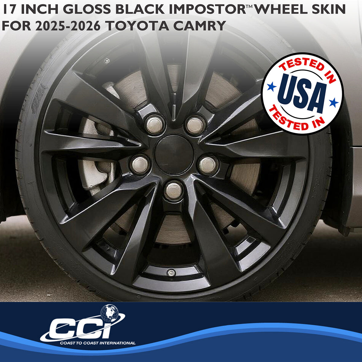 Black abs plastic wheel skin 16 diameter from Coast To Coast part number IMP530BLK