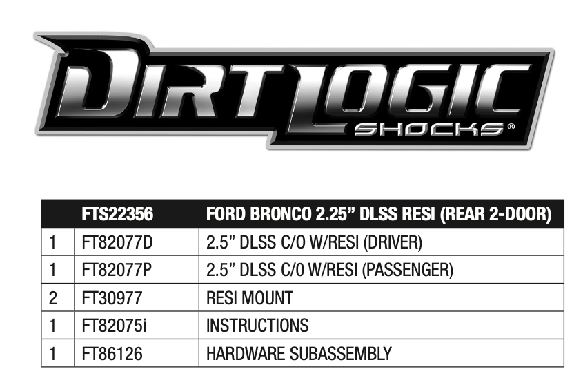 Suspension Shock Absorber from Fabtech part number FTS22356