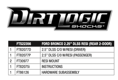 Suspension Shock Absorber from Fabtech part number FTS22356