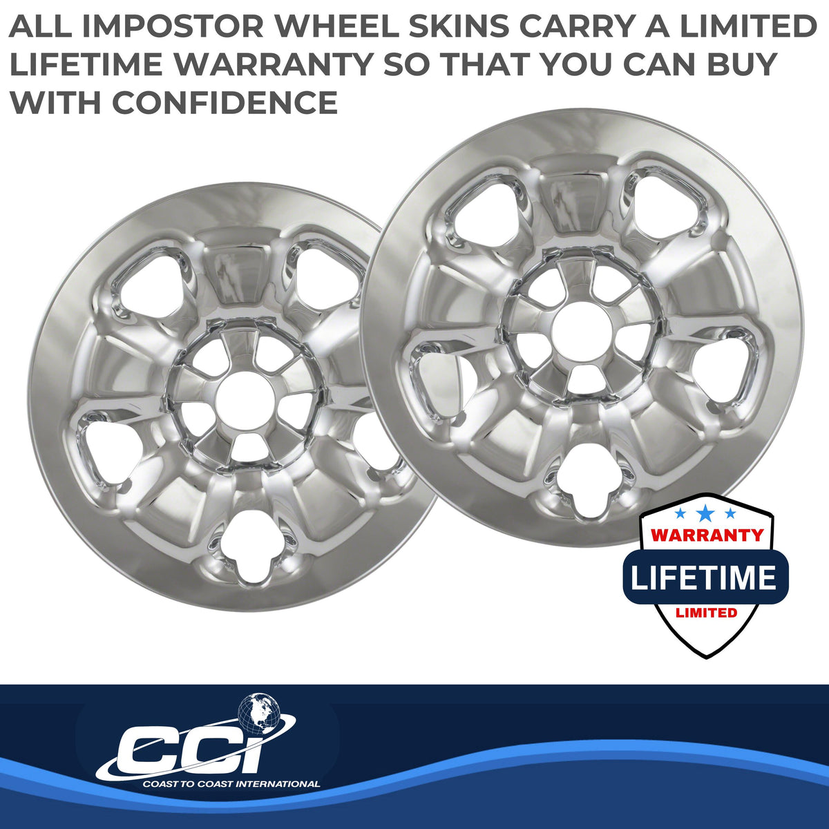 Silver chrome plated abs plastic wheel cover 17 diameter from Coast To Coast part number IWCIMP91X