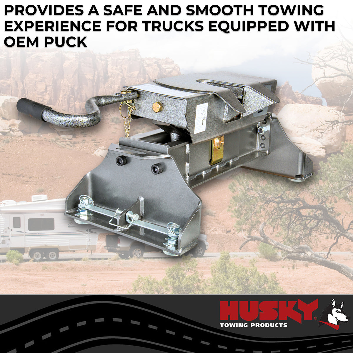 Gray steel fifth wheel trailer hitch from Husky Towing part number 33017K